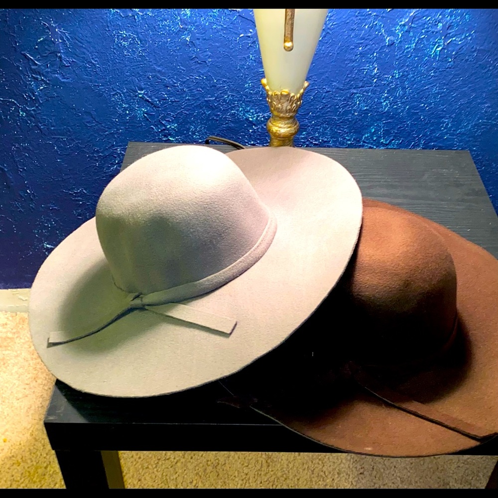 Grey/Mocha Colored Felt Floppy Hats